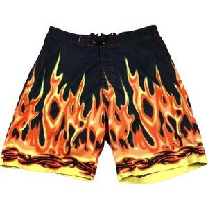 Vintage Y2K Flame Flames Fire swim trunks